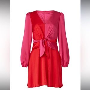 Milly Stella Satin Dress Mini Long Balloon Sleeve